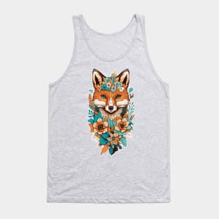 floral fox flowers abstract Tank Top